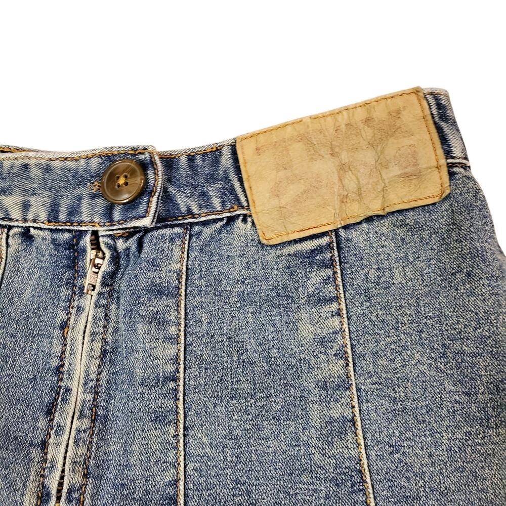 Y2K Midi Denim Skirt A-Line Tiered Frayed Raw Hems TMX 201 - Small - Picture 2 of 6